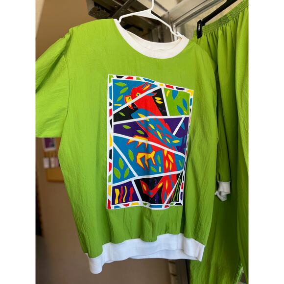 Vintage 1980's Teddi Sport green casual set  size 20/40 - Picture 3 of 5